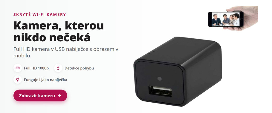 Skrytá Wi-Fi kamera v USB nabíječce MEILIN ML-PCC-15, Full HD