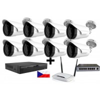 5MPx H265 kamerový IP POE set ZONEWAY - 8x NC965, NVR 2104, router, POE switch 8 + 1